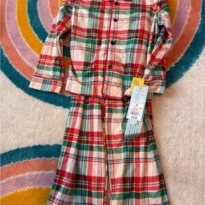Cat & Jack Red and Green Plaid Kids Pajama Set